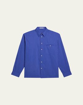 Helmut Lang Men's Pinstripe Poplin Double-Pocket Button-Down Shirt