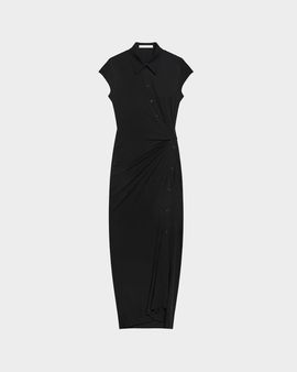 Helmut Lang Short-Sleeve Twist Jersey Midi Dress