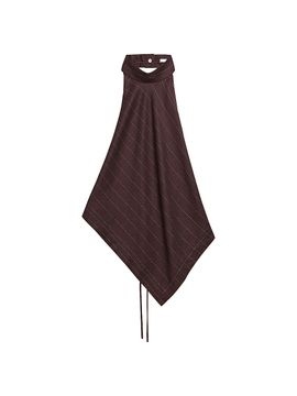 Helmut Lang Women's Pinstripe Asymmetric Linen-Blend Halter Scarf Top