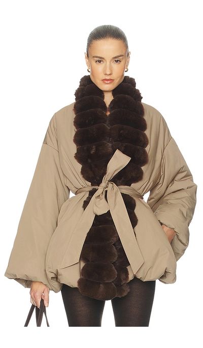 Helsa Helsa Bubble Puffer With Faux Fur