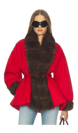 Helsa Helsa Bubbled Puffer With Faux Fur