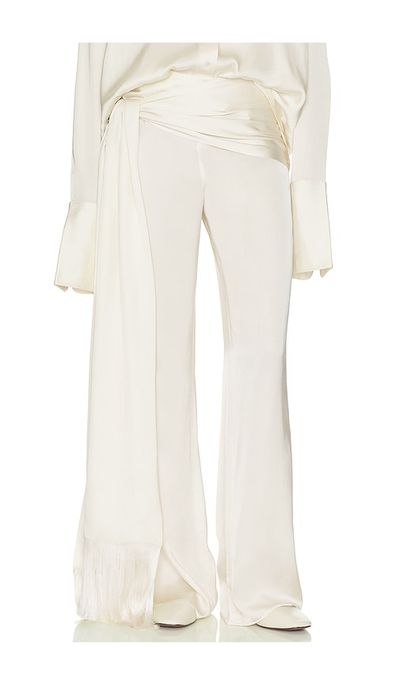 Helsa Helsa Satin Pants With Tie And Fringe
