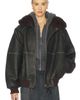 Helsa Helsa The Oversized Leather Bomber With Faux Fur Collar - 1