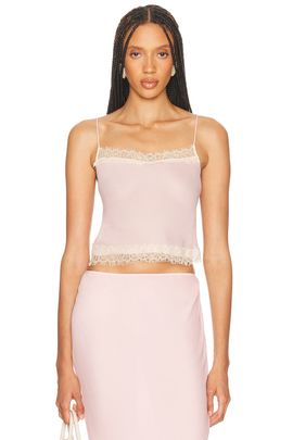 Helsa Helsa Viscose Georgette Cami With Lace