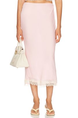 Helsa Helsa Viscose Georgette Slip Skirt With Lace