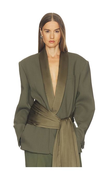 Helsa Wool Blend Longline Suiting Blazer