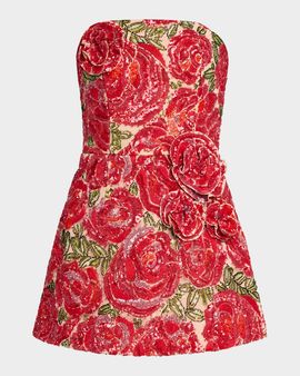 HELSI Caprice Strapless 3D Floral A-lIne Mini Dress