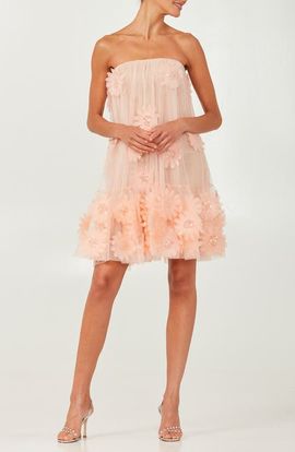 HELSI HELSI Bianca Beaded Floral Appliqué Strapless Cocktail Minidress