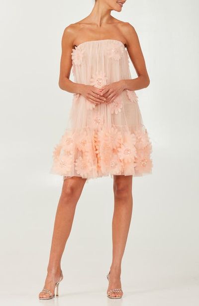 HELSI HELSI Bianca Beaded Floral Appliqué Strapless Cocktail Minidress