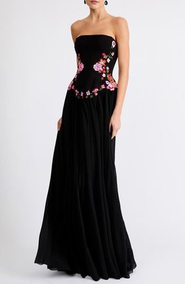 HELSI HELSI Caroline Floral Appliqué Strapless Maxi Dress