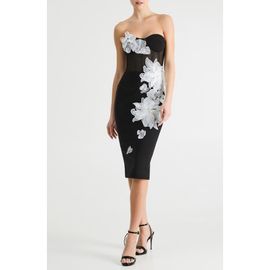 HELSI HELSI Rowan Floral Appliqué Strapless Cocktail Dress