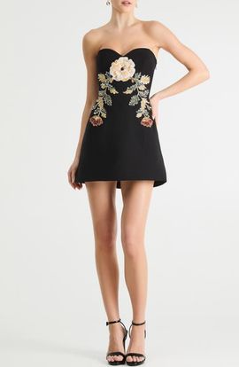 HELSI HELSI Zoe Beaded Floral Strapless Cocktail Minidress