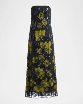 HELSI Margot Sequin Floral-Embroidered Maxi Dress