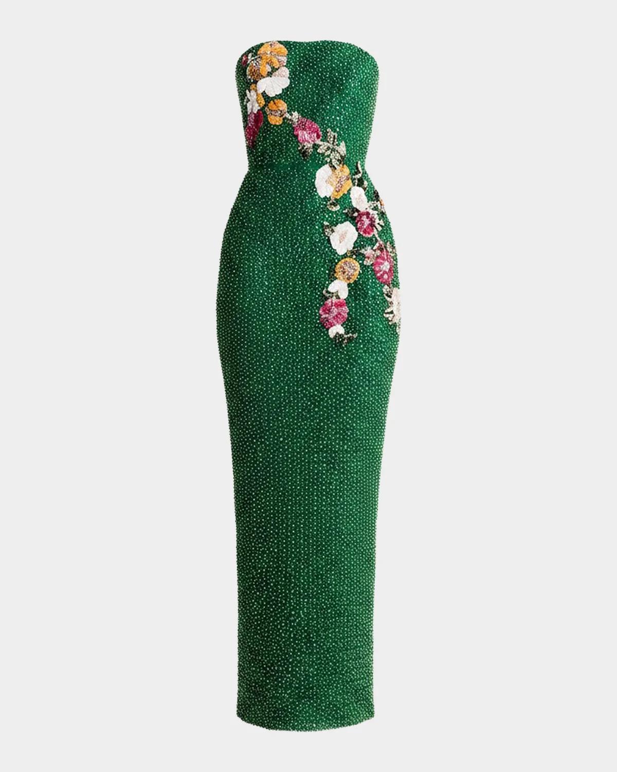 HELSI Silvia Beaded Floral Applique Column Gown