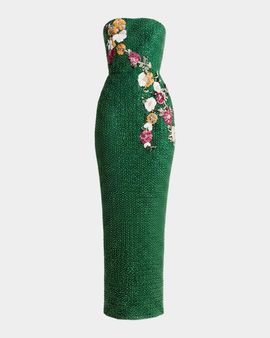 HELSI Silvia Beaded Floral Applique Column Gown