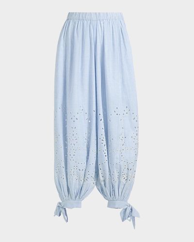 Hemant & Nandita Eyelet Striped Cotton-Blend Harem Pants
