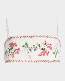 Hemant & Nandita Floral Embellished Linen-Cotton Bustier Top