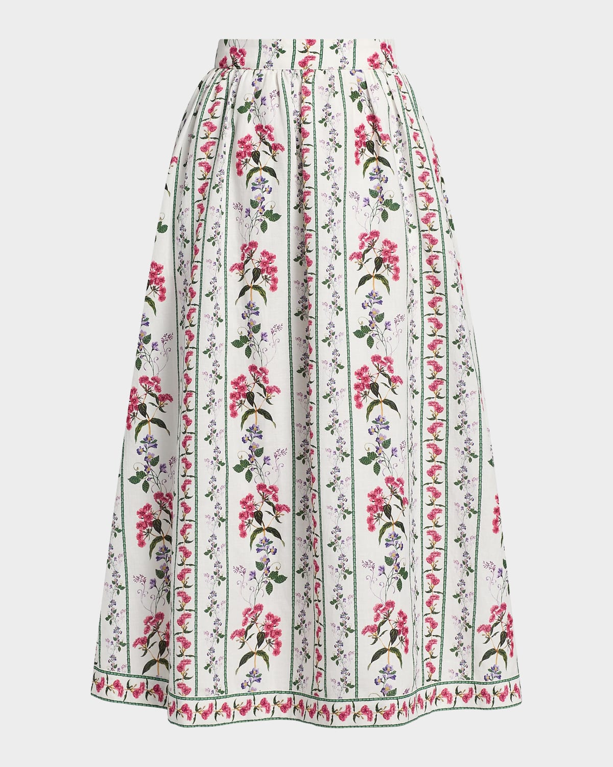 Hemant & Nandita Floral Linen-Cotton Midi Skirt