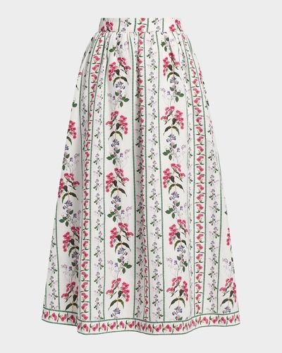 Hemant & Nandita Floral Linen-Cotton Midi Skirt