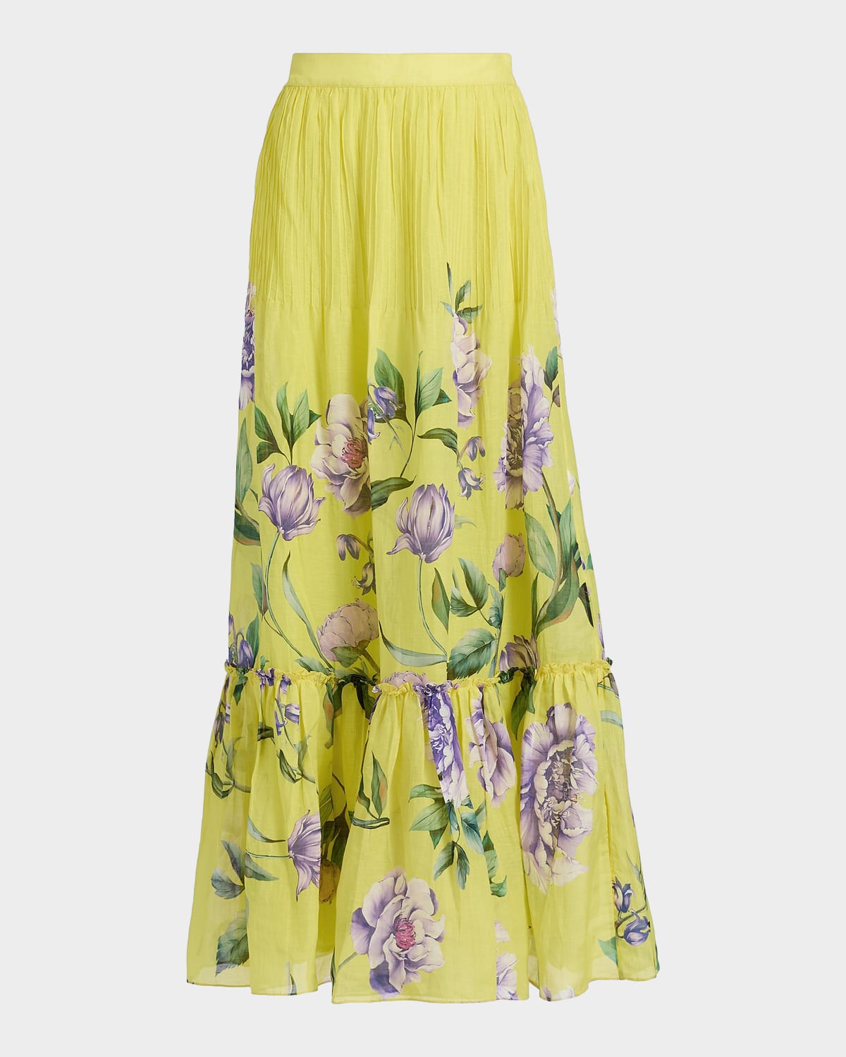Hemant & Nandita Floral Pintuck Maxi Skirt