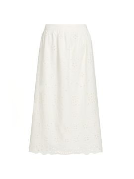 Hemant & Nandita Women's Broderie Anglaise A-Line Midi-Skirt