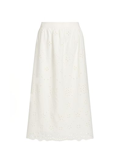 Hemant & Nandita Women's Broderie Anglaise A-Line Midi-Skirt