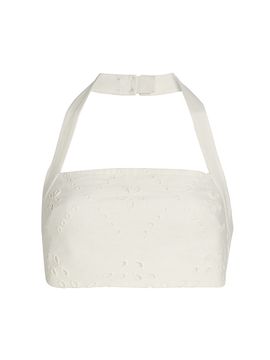 Hemant & Nandita Women's Broderie Anglaise Halterneck Bralette Top