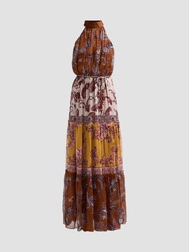 Hemant & Nandita Women's Colorblocked Tiered Maxi Dress