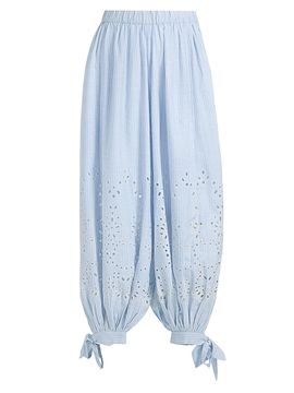 Hemant & Nandita Women's Eyelet Striped Cotton-Blend Harem Pants