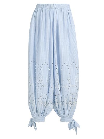 Hemant & Nandita Women's Eyelet Striped Cotton-Blend Harem Pants