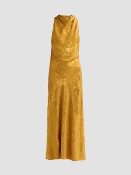 Hemant & Nandita Women's Floral Jacqaurd Cowl Midi Dress