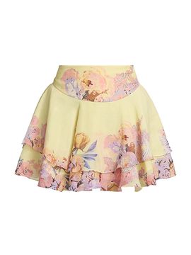 Hemant & Nandita Women's Floral Linen-Blend Miniskirt