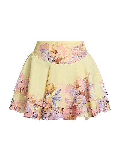 Hemant & Nandita Women's Floral Linen-Blend Miniskirt