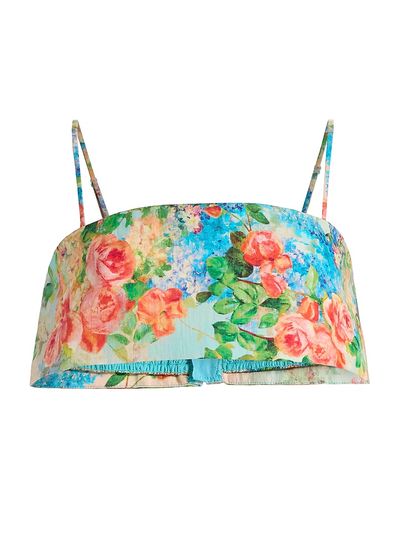 Hemant & Nandita Women's Floral Linen-Cotton Crop Top