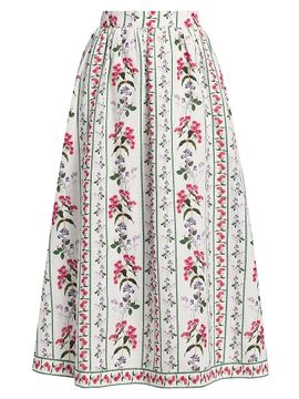 Hemant & Nandita Women's Floral Linen-Cotton Midi-Skirt