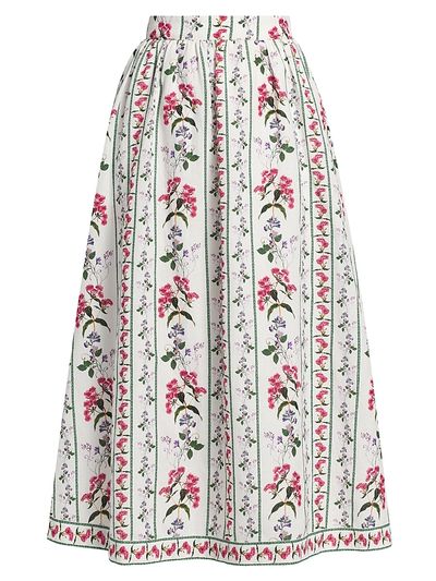Hemant & Nandita Women's Floral Linen-Cotton Midi-Skirt