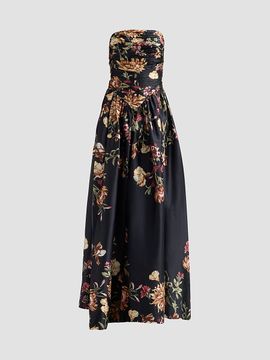 Hemant & Nandita Women's Floral Ruched Strapless Maxi Dress