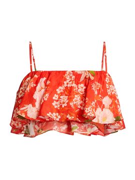 Hemant & Nandita Women's Floral Ruffle Bustier Top