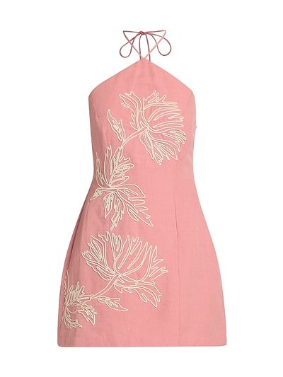 Hemant & Nandita Women's Gul Floral-Embroidered Linen-Cotton A-Line Minidress