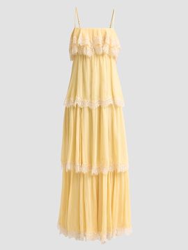 Hemant & Nandita Women's Lace-Trim Tiered Maxi Dress