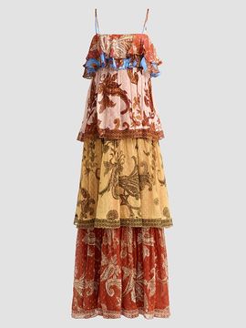 Hemant & Nandita Women's Printed Tiered Maxi Dress