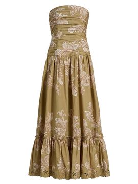 Hemant & Nandita Women's Sakhi Paisley Bandeau A-Line Maxi Dress