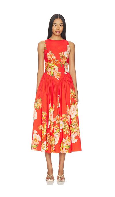 HEMANT AND NANDITA HEMANT AND NANDITA Boat Neck Midi Dress