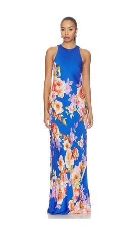 HEMANT AND NANDITA HEMANT AND NANDITA Crew Neck Bias Maxi Dress