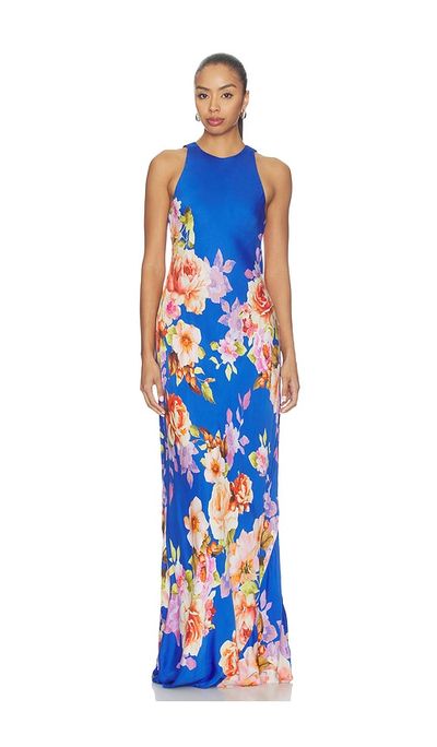 HEMANT AND NANDITA HEMANT AND NANDITA Crew Neck Bias Maxi Dress