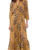 Hemant and Nandita Hemant and Nandita Long Shirt Dress with Buckle Belt & Slip Gold - 1