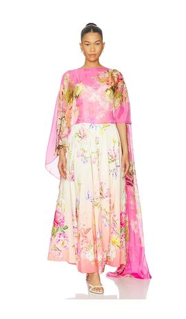 HEMANT AND NANDITA HEMANT AND NANDITA Ruched Cape Dress