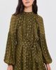 Hemant and Nandita Hemant and Nandita Ruffled Mini Dress with Self Tie Belt Olive - 2