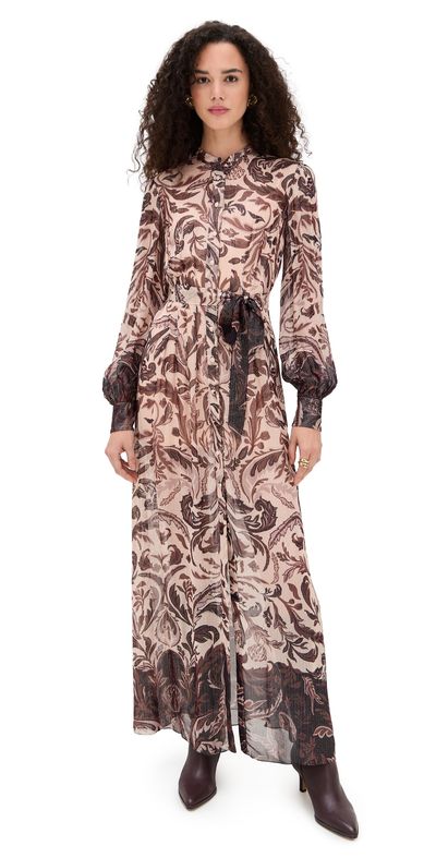Hemant And Nandita Shirt Dress With Belt And Slip In Eggshell