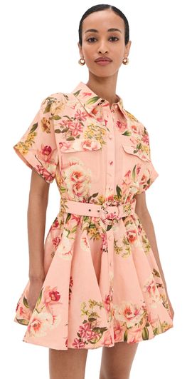 Hemant and Nandita Hemant and Nandita Short Dress with Buckle Belt Peach